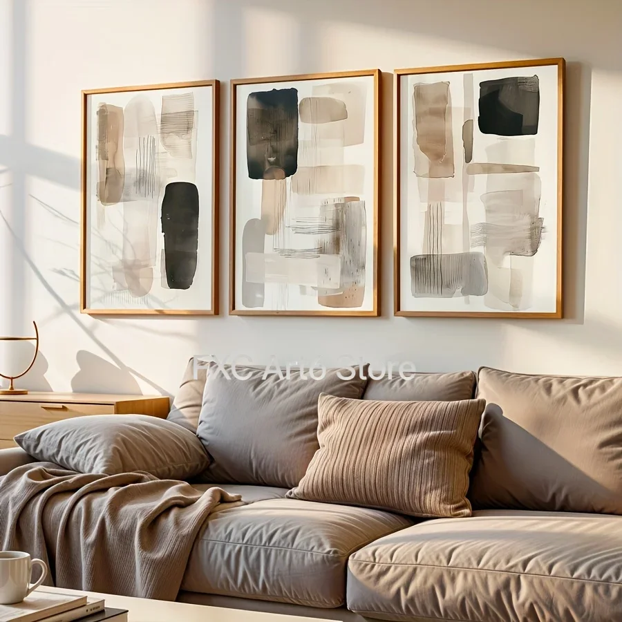 3PC 프레임리스 블랙 베이지 심플 기하학적 캔버스 프 - Photography Geometry 리뷰 및 가격
